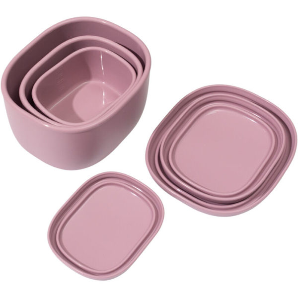 Silikon Nesting Behållare - Set om 3 Hårda Silikon Matförvaringsbehållare BPA-fria, Lufttäta, Diskmaskins- och Frysäkra (6.7 oz, 10 oz, 2