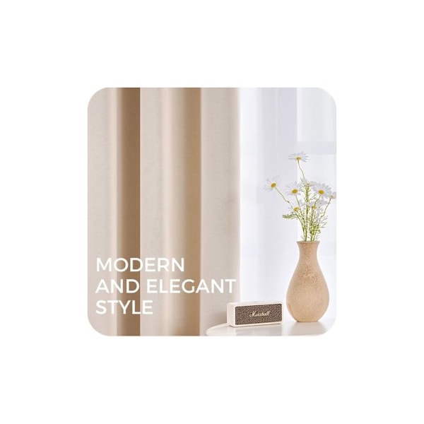 Termiskt Isolerande Mörkläggningsgardin 140x160 cm Kort Beige Små Fönstergardiner Inredning för Vardagsrum Sovrum 2-pack med Öglor