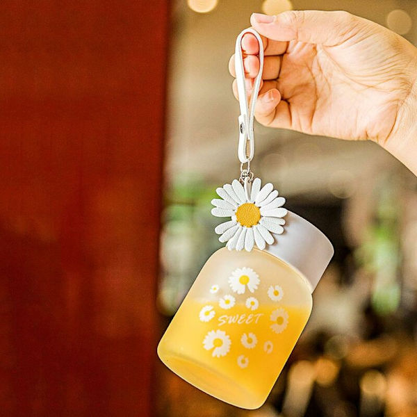 350 ml/12 oz Söt Glasvattenflaska Söt Klar Vattenflaska för Kvinnor & Flickor Vattenflaska för Tonårsflicka Bärbar Vattenflaska Mini Glasvattenflaska