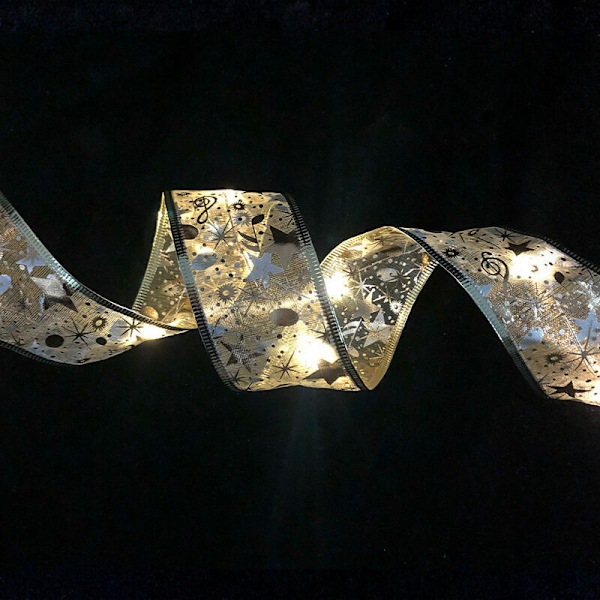 1 Glitrende Juletrerbånd LED Lys Girlander for Julepynt - (varmt lys) Lengde: 1m