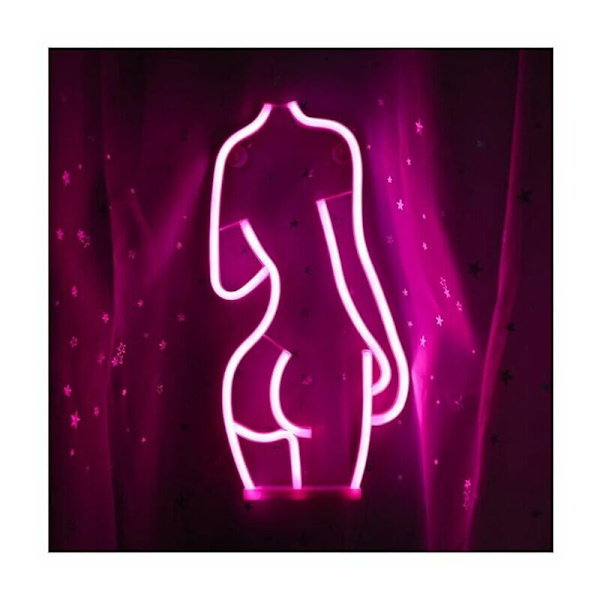 Lady Neon Skilt Lys Skilt Sexy Nat Nat Neon Skilt 41.5cm 20cm Vægdækning Batteri og USB Brug Krops Neon Skilt Skilt til Øl Rum Bar Klub Hotel Cafe