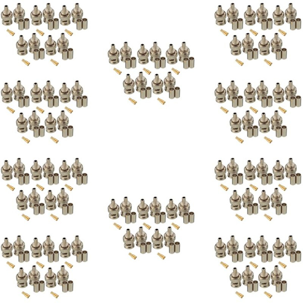 100 Set 3-pack BNC Han-kontakt RG58 Crimpkontakter