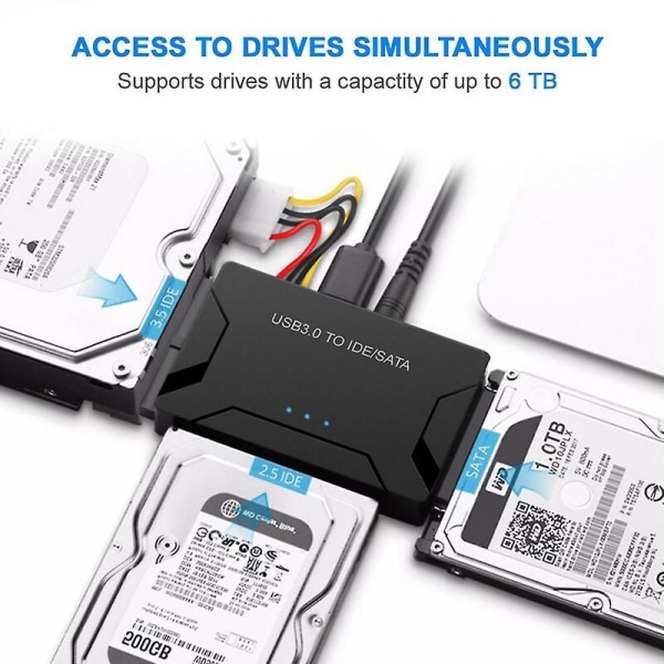 Sata til USB IDE-adapter USB 3.0 2.0 Sata3-kabel for 2,5 3,5 tommers HDD Ssd-konverter IDE Sata-adapter