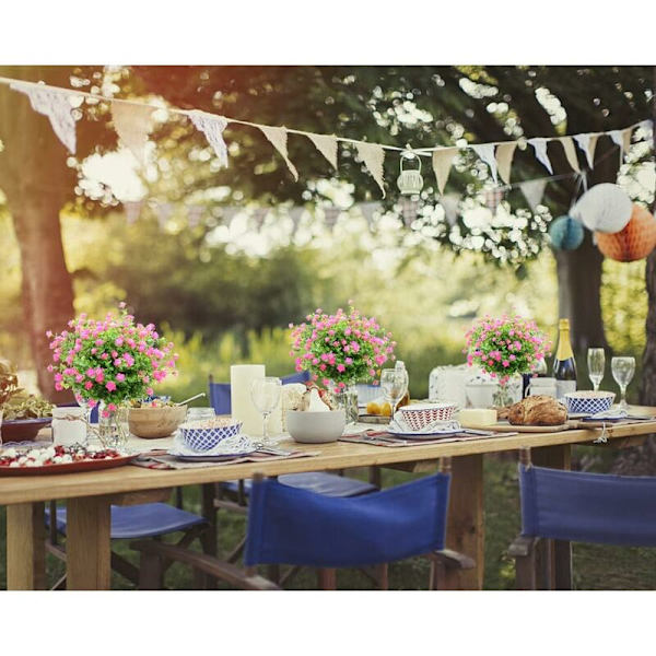 4 Buketter Konstgjorda Blommor Falska Växter, UV-Resistenta Gröna Buskar Växter Eukalyptus Inomhus Utomhus Hängande Planteringskruka Hemträdgård Dekoration, Rosa