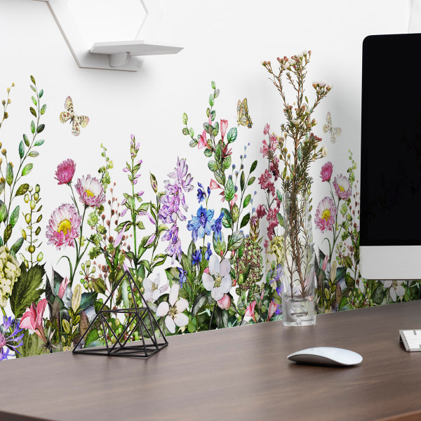 Blommor Väggdekor Avtagbar Peel and Stick Väggdekor för Flickor Sovrum Vardagsrum