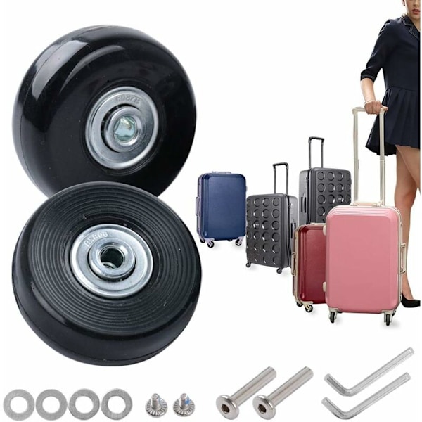 2 stk. Sæt Kuffert Hjul Udskiftning Reparationskit Stille Gummi Aksler Udskiftning Hjul til Kuffert Bagage Tilbehør (45mm18mm)-DENUOTOP