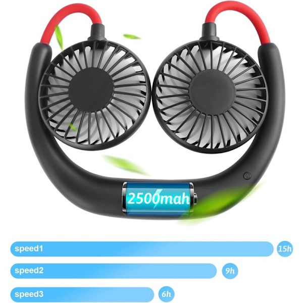 Halsfläkt, Bärbar USB Personlig Handsfree Mini Lat Halsfläkt 360 Graders Rotation Kylande Bärbar Handhållen Bärbar för Kontor Hem Rum Resa Ut