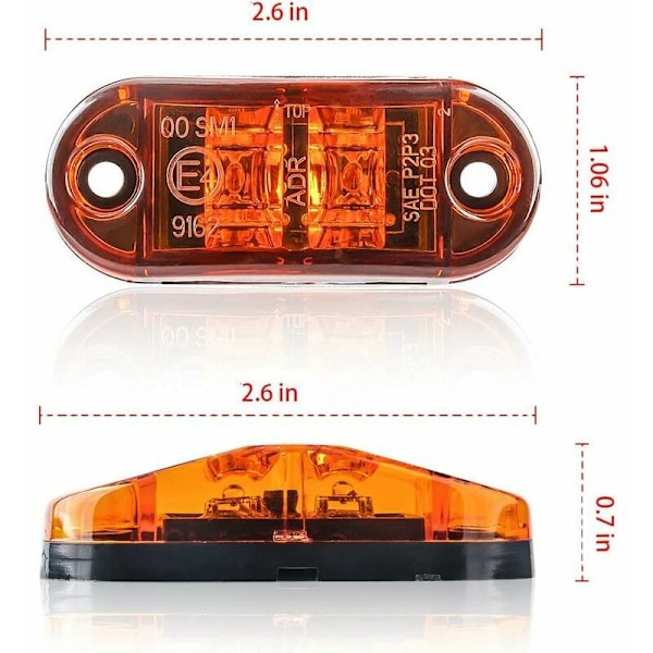 Candyse Side Marker Lys, 10 stk Arbeidslys 12V Vanntette Bil Eksterne Lamper Advarsels Baklys Auto Tilhenger Lastebil Signal Lys (Gult)-