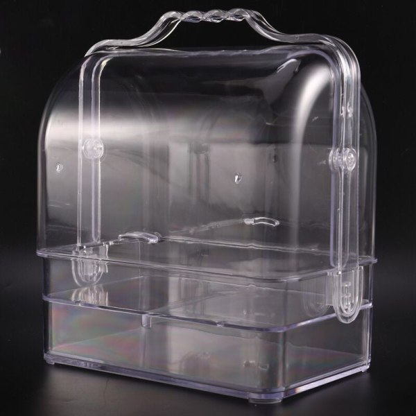 Akryl gennemsigtig kosmetisk makeup organizer smykker opbevaringsboks dobbelt åbent låg kvinder kosmetisk opbevaringsboks skrivebord makeup taske-A