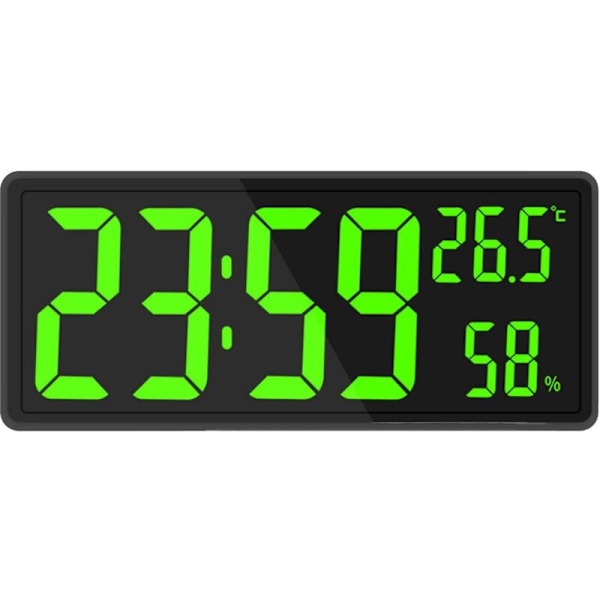 Digital väckarklocka, väggklocka morgonväckarklocka LED digital stor skärm spegel med temperatur datum, USB-klocka för hem kontor, svart, digital