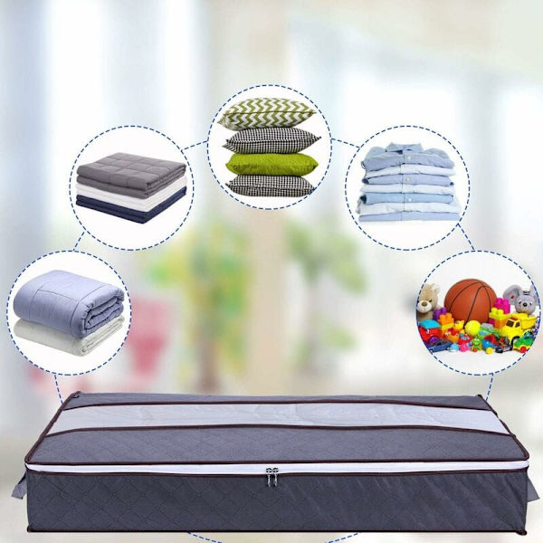 Sæt med 3 opbevaringsposer under sengen, stor under seng opbevaring sammenklappelig non-woven, opbevaringsposer til dyner, tæpper, puder, legetøj, tøj (100x 50 x 1