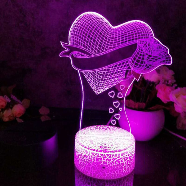 LED-lampbas 2-vägs strömförsörjning 3D-illusion nattlampahållare, 7 färger som ändras med beröringsbrytare Ersättningsbas Displayställ för - Vit vev
