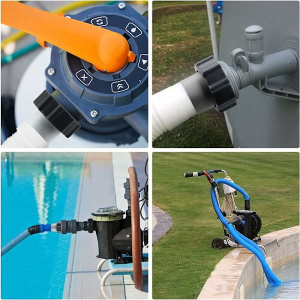 Pool Slange Adapter, 2 stk. Slange Adapter Pool Adapter A til Swimmingpool 32-38mm til Pumper Pool Tilbehør med Gevind, Tætningsring