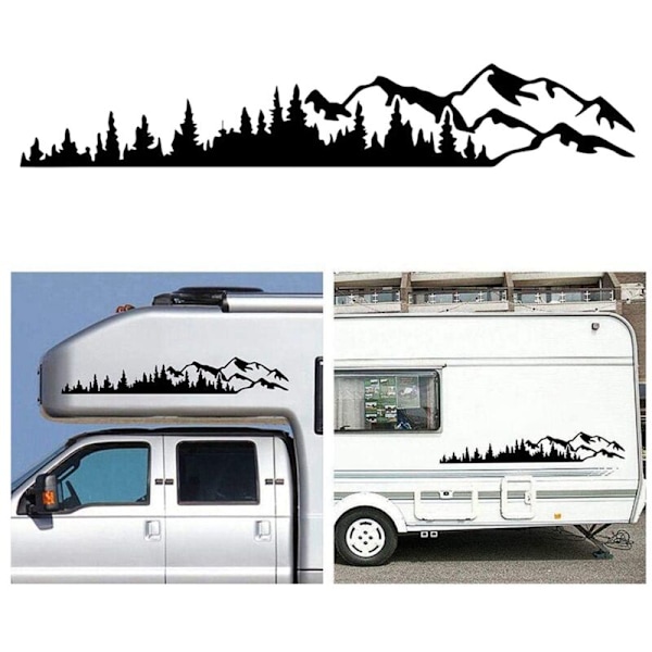 2X RV-matkailuautojen sivuikkunan puskuritarra, iso vuoripuun koriste autoon ja kuorma-autoon