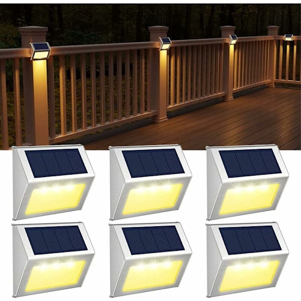 3 LED Solcellsbelysning för Utomhus, Vattentät Sollampa, Trådlös Solcellsbelysning för Staket, Trädgård, Trappor, Stigen, Uppfart, Patio, Park