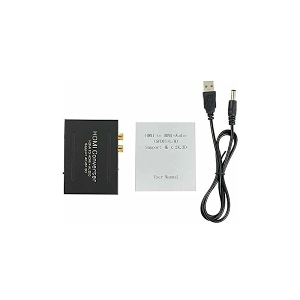 4K HDMI Lydkonverter - Ekstraher Digital til Analog Lyd - SPDIF/Toslink RCA L/R - Høydefinisjons Videoadapter for Blu-ray DVD Xbox One og Mer