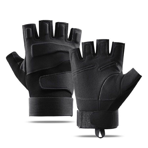 Halvfløjls sorte udendørs helfingerhandsker til mænds rejsecykling, kamp anti-fitness beskyttelseshandsker