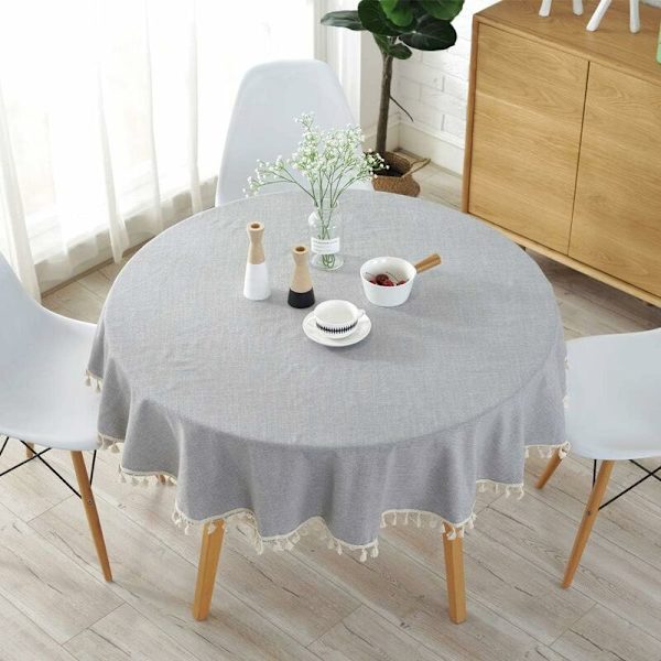 Runda Duksar med Fransar Enfärgad Duk Inomhus och Utomhus Mångsidig Bomullsduk Diameter 100cm