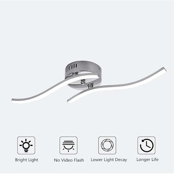 LED Taklampa, Vågig Form Hänglampa, 4000K Neutralvitt Ljus, 12W 1100 Lumen Integrerade LED-lampor, Modern Kronljuslampa för Vardagsrum eller Kök