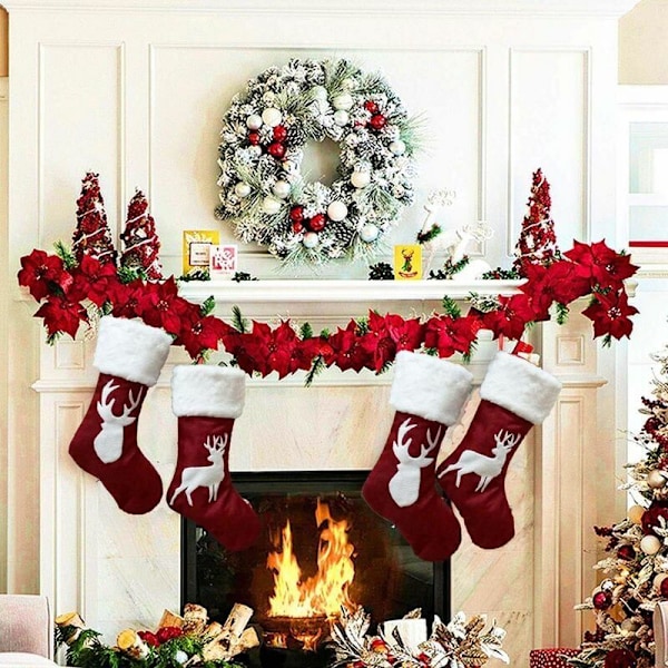 Julstrumpor presentpåse kenaf älgbroderi julstrumpor julklapp
