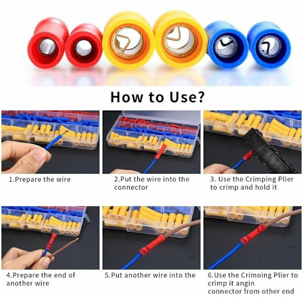 120 Elektriske stik, isolerende ærme elektriske terminaler, crimp terminaler, lige elektriske ledning crimp terminaler, crimp stik til Au