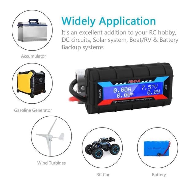 150A LCD Digital Ammeter, Power Analyzer, Solar Caravan Meter for Anderson Socket Tool, Biltilbehør