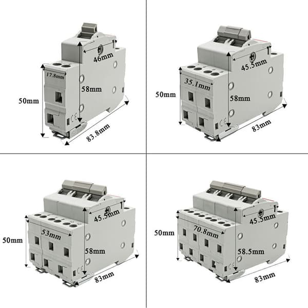 1 x Dobbelt Effekt Manuel Overførsel Interlock Afbryder, Din Skinne Isolationsafbryder (63A, 1P)