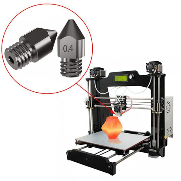 5 stk 0,4/1,75 mm Tråd Ekstruder Dys Trykkhode Mk8 Super Hard og Slitasje-resistent for 3D-skriver Tilbehør