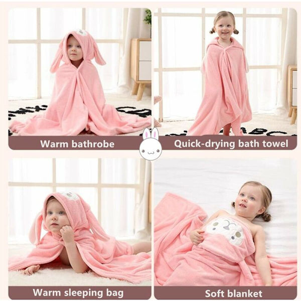 Hættehåndklæde til børn Babyhåndklæde Hættekanin Design Børnehåndklæde med hættehåndklæde Maskinvaskbare badehåndklæder Overdimensioneret, blødt