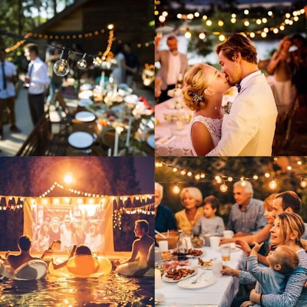 Dekorativa ljusslingor för inom- och utomhusbruk, 25 G40 Glödlampor Vattentäta Fairy Lights 7.62M Varmvit Dekoration för Patio, Café, Trädgård, Fest, Jul