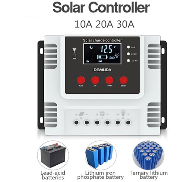 20A solcellelader-app Sanntidsdataovervåking Intelligent LED-skjerm 12V/24V/48V