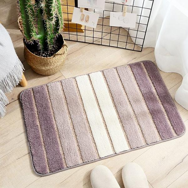 Randig badrumsmatta, dörrmatta, mjuk och absorberande badrumsmatta, halkfri duschmatta i mikrofiber