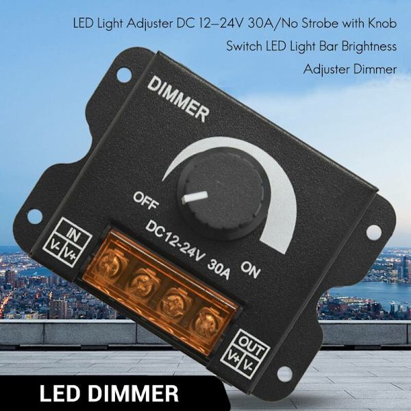 LED-ljusjusterare DC 12-24V 30A / Ingen stroboskop med knappströmbrytare LED-ljusramp Dimmerbrytare