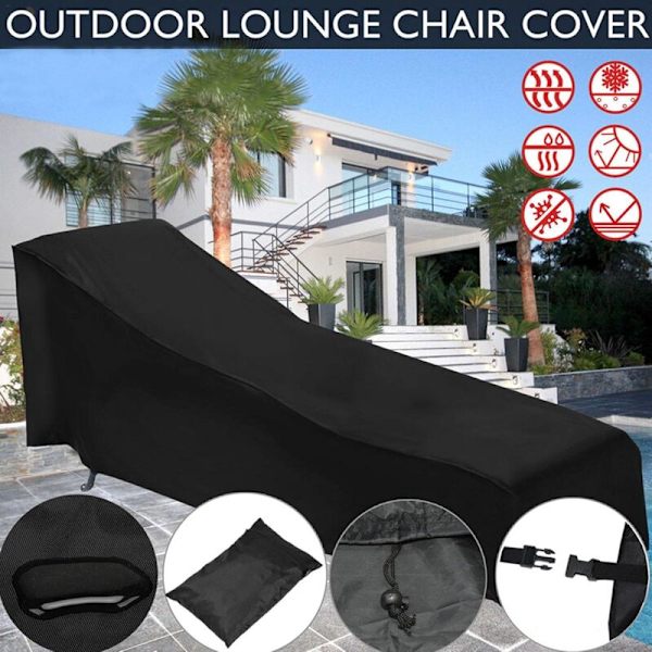 Utomhus Deck Chair Cover - Skyddande Cover för Solstol Anti-UV/Anti-Vind/Vattentät 210d Oxford Tyg Trädgård Deckchair Cover 200x68x40-70cm Bl