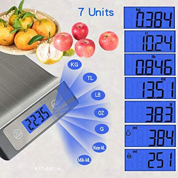 Digital köksvåg Vikt Gram och Ounces - 15 kg Matvåg för kök - Noggrann matlagning LCD-display