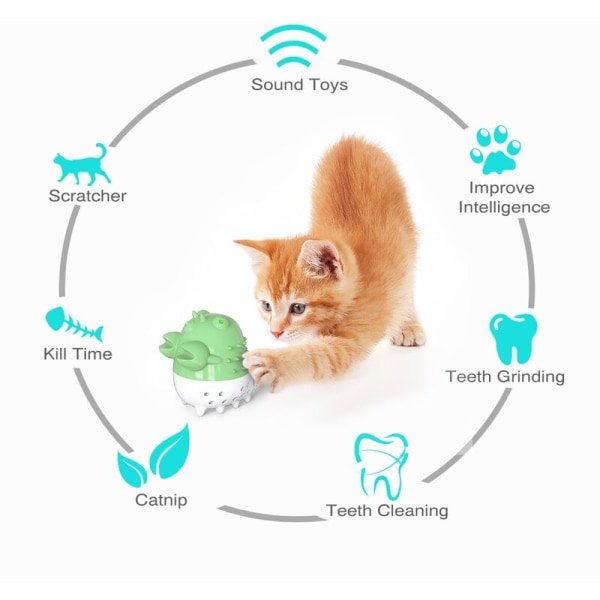 Kissan hammasharja Catnip-lelu Hampaidenhoito Ladattava Catnip Interaktiivinen syöttölelu Hampaiden puhdistus Vihreä