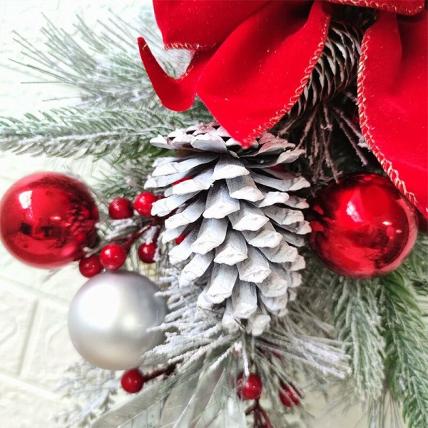 Dråbeformet juleguirlande med lys, 60 cm, forbelyst juletræskrans, juledekoration til trapper, juleguirlande til hoveddør, vindue（1