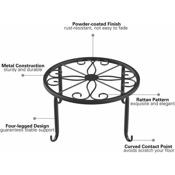 3 stk potteplanteholder i anti-rust og holdbart sort metall -