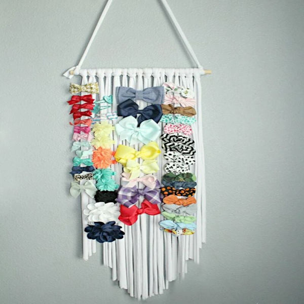 Barn Fancy Girl Gåvor Hårklämma Hållare med Träram Båge Organizer Förvaring Display Väggdekor -3