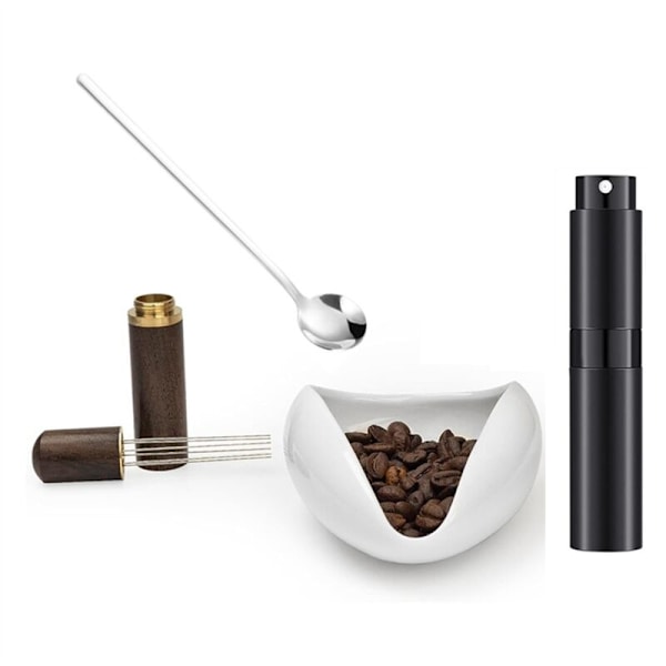 Set med 4 Sprayflaskor, Kaffebönmätkopp och WDT-verktyg, Keramisk Doseringstrågset, Bartillbehör