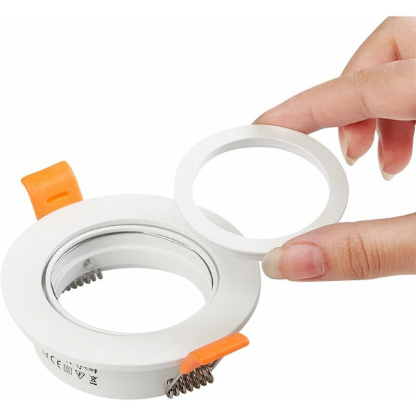 Sæt med 2 LED loftslamper, firkantet ramme, justerbare monteringsbeslag Udskæring 65 mm
