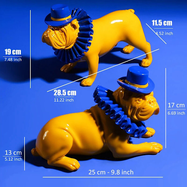 1 stk. Kreativ farve Bulldog Punk stil hundestatue harpiksfigur Hjemmekontor Butik dekoration Ornament Håndværk Gul A