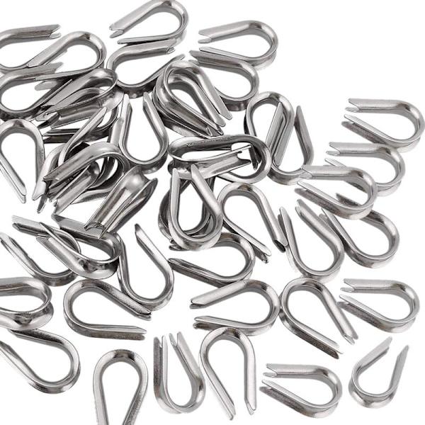 50 stk. Rustfrit Stål Wiretov Thimbles til Rigging 1/8 til 5/32 tommer Diameter
