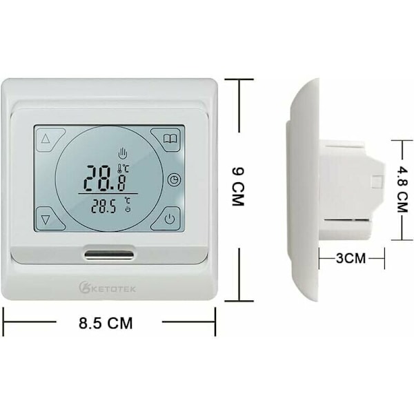 Programmerbar Elektrisk Gulvvarme Termostat 16A med Sonde, Digital Rumtermostat Gulvvarme Regulator LCD Touchskærm