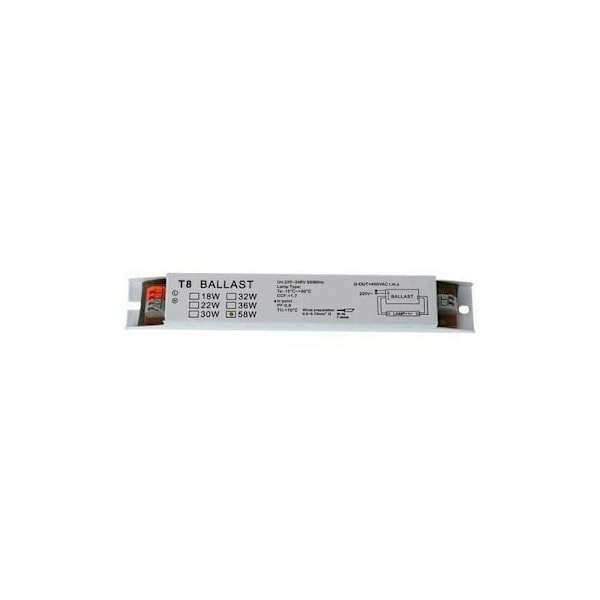 T8 220-240V AC 2x58W Elektroniskt Förkoppling för Fluorescerande Lampor Elektroniska Förkopplingar