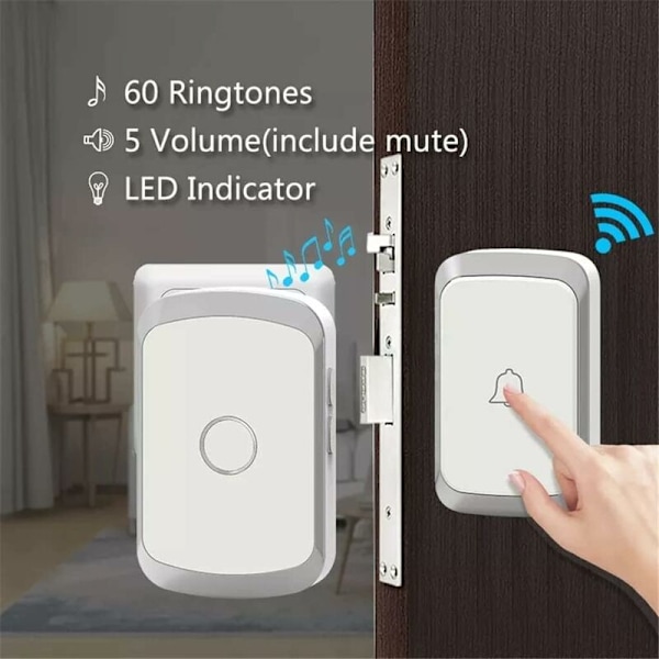 Langaton Ovikell, Älykäs LED-Ovikell, 1 Ovikell ja 1 Painike 300 Metrin Sisällä, Musta