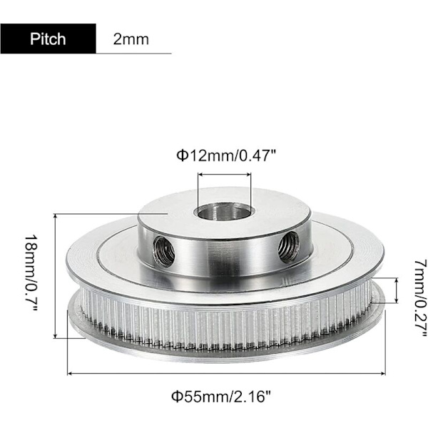 80 Tands 2GT Synkron Remskive Boremål 12 mm til 3D-printer GT2 Tandrem