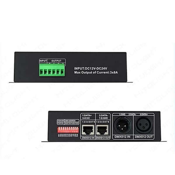 4-vejs RGBW DMX512 dekoder scenelys 4 kanaler x 8A DC12-24V med XLR-stik LED512 dekodercontroller