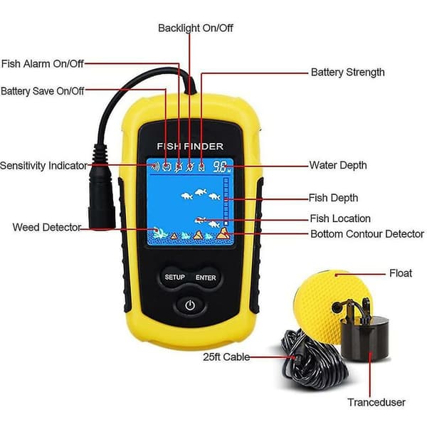 Bærbar fiskefinder dybde sonar sensor transducer