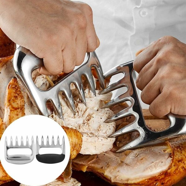 Pakke med 2 kjøttbjørneklør for grill, kjøttgafler Pulled Pork Meat Shredder Claws for kjøtthåndtering (svart)-